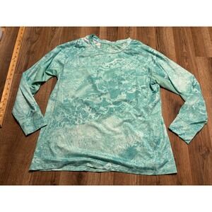 Realtree Fishing Shirt Mens XL Teal Adult Long Sleeve Performance Camo Excellent